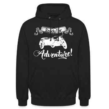 Ready For Adventure Motorrad Gespanne ural Dreirad - Unisex Hoodie - Schwarz - Vorne - Alina (178cm) & Michal (187cm)