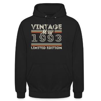 Mai 1993 Anniversaire 1993, Légendaire depuis mai 1993 - Sweat-shirt à capuche unisexe - noir - Devant - Alina (178cm) & Michal (187cm)