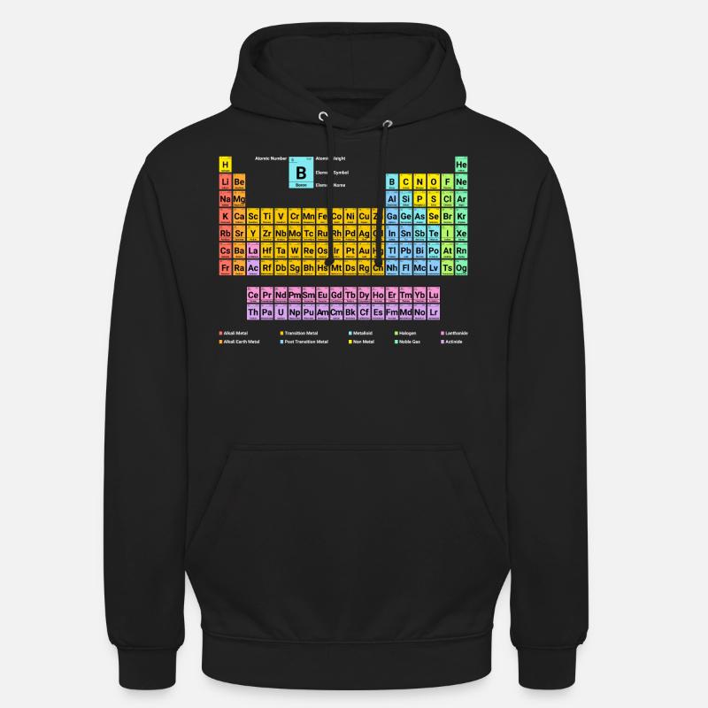 Tableau périodique des éléments nouveau avec description - Sweat-shirt à capuche unisexe - noir