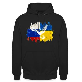 Ukraine Russie Conflit Colombe de la paix - Sweat-shirt à capuche unisexe - noir - Devant - Alina (178cm) & Michal (187cm)