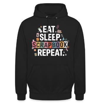 Eat Sleep Scrapbook Repeat - Unisex Hoodie - Schwarz - Vorne - Alina (178cm) & Michal (187cm)