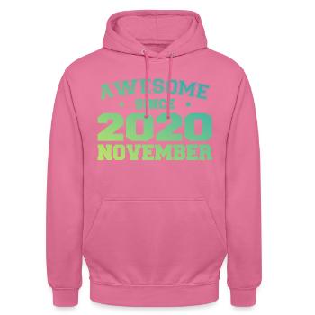 Born November 2020 Birthday Gift November 2020 - Unisex Hoodie - pink - Front - Alina (178cm) & Michal (187cm)
