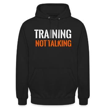 Training not talking - Unisex Hoodie - black - Front - Alina (178cm) & Michal (187cm)