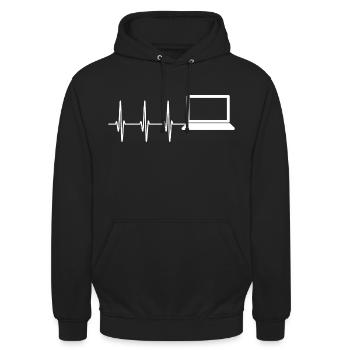 Herzschlag Informatiker Laptop - Unisex Hoodie - Schwarz - Vorne - Alina (178cm) & Michal (187cm)