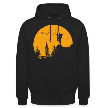 Hiking. Wandern in der Natur. - Unisex Hoodie - Schwarz - Vorne - Alina (178cm) & Michal (187cm)