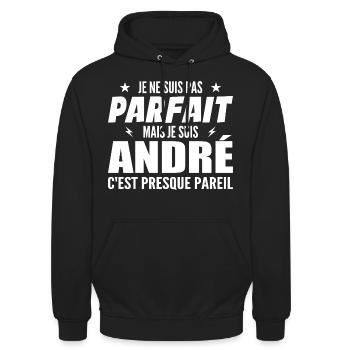André Parfait Cadeau prenom andré - Sweat-shirt à capuche unisexe - noir - Devant - Alina (178cm) & Michal (187cm)