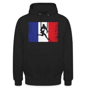 Drapeau équipe france joueur de rugby - Sweat-shirt à capuche unisexe - noir - Devant - Alina (178cm) & Michal (187cm)