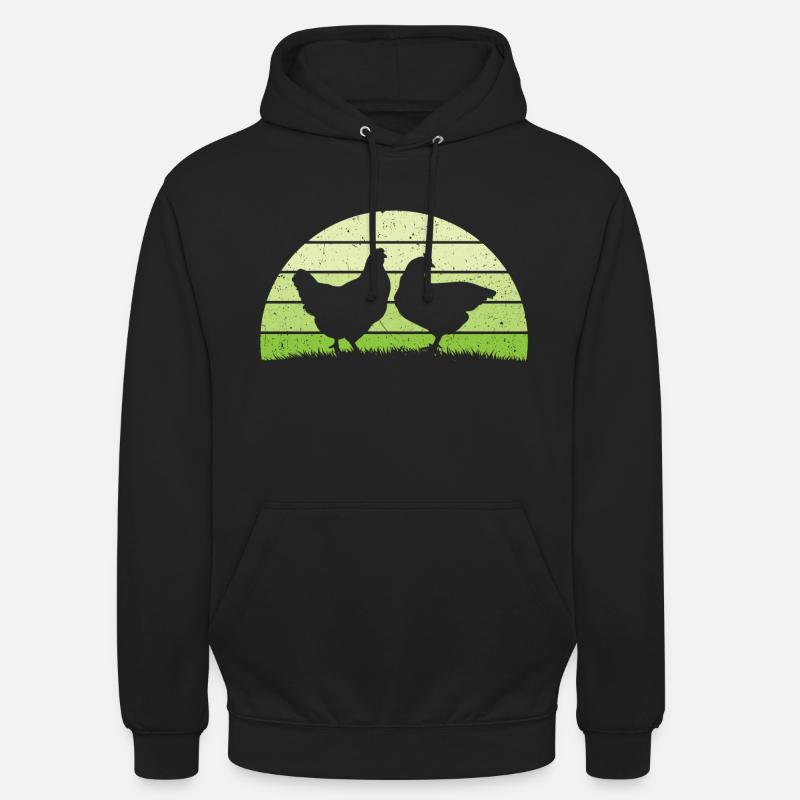 Poule retro poules - Sweat-shirt à capuche unisexe - noir
