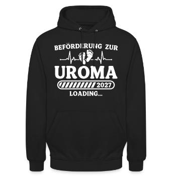 Uroma 2027 Loading – Baby Ankündigung Geschenk - Unisex Hoodie - Schwarz - Vorne - Alina (178cm) & Michal (187cm)