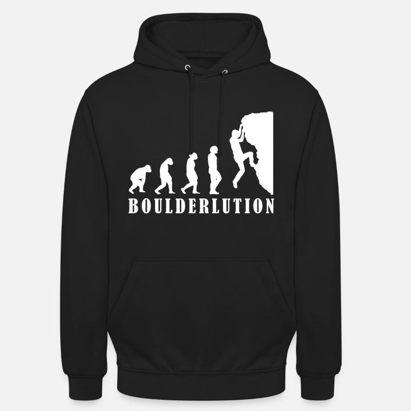 Bouldern Klettern Evolution Bergsteiger Geschenk - Unisex Hoodie - Schwarz