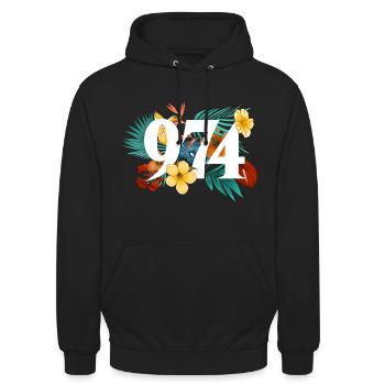 974 Flowers - Sweat-shirt à capuche unisexe - noir - Devant - Alina (178cm) & Michal (187cm)