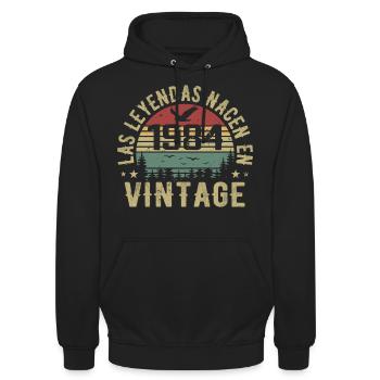 Legenden werden geboren 1984 Geburtstagsgeschenk 1984 - Unisex Hoodie - Schwarz - Vorne - Alina (178cm) & Michal (187cm)