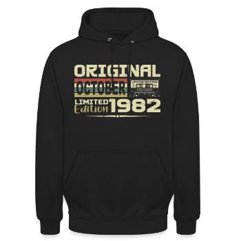 Geburtstag Oktober 1982 Original | Oktober 1982 - Unisex Hoodie - Schwarz - Vorne - Alina (178cm) & Michal (187cm)
