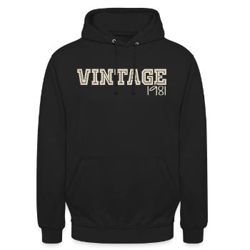 Jahrgang 1981 Original 1981 Retro 1981 Geschenk 1981 - Unisex Hoodie - Schwarz - Vorne - Alina (178cm) & Michal (187cm)