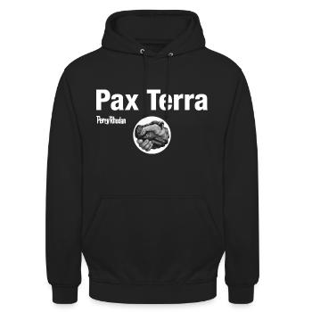 Pax Terra weiß - Unisex Hoodie - Schwarz - Vorne - Alina (178cm) & Michal (187cm)
