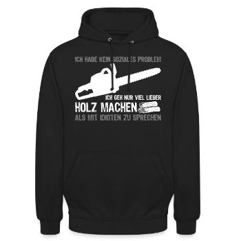 Lieber Holz machen - Unisex Hoodie - Schwarz - Vorne - Alina (178cm) & Michal (187cm)