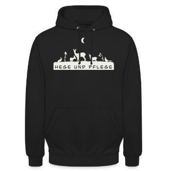 Jagd Shirt Niederwild Reh Fasan Hase Singvogel - Unisex Hoodie - Schwarz - Vorne - Alina (178cm) & Michal (187cm)