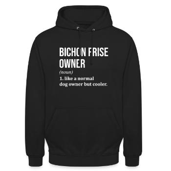 bichon frisé - Sweat-shirt à capuche unisexe - noir - Devant - Alina (178cm) & Michal (187cm)