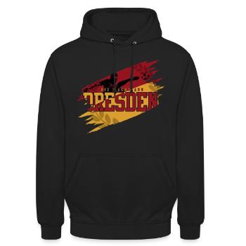 Fussball Dresden Fan Familie - Unisex Hoodie - Schwarz - Vorne - Alina (178cm) & Michal (187cm)