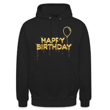 Happy Birthday Liquid Gold - Edler Geburtstag - Unisex Hoodie - Schwarz - Vorne - Alina (178cm) & Michal (187cm)