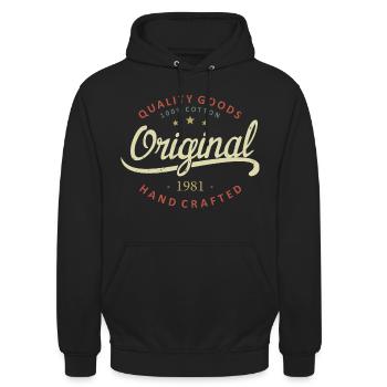 Original 1981 Geburtstagsgeschenk 1981 - Unisex Hoodie - Schwarz - Vorne - Alina (178cm) & Michal (187cm)