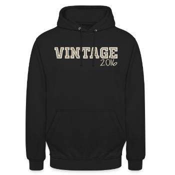 Vintage 2016 Original 2016 Rétro 2016 Cadeau 2016 - Sweat-shirt à capuche unisexe - noir - Devant - Alina (178cm) & Michal (187cm)
