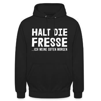 Halt die Fresse - Unisex Hoodie - Schwarz - Vorne - Alina (178cm) & Michal (187cm)