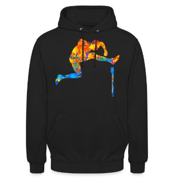 Hürdenlauf Hürden Hürdenläufer Leichtathlet - Unisex Hoodie - Schwarz - Vorne - Alina (178cm) & Michal (187cm)