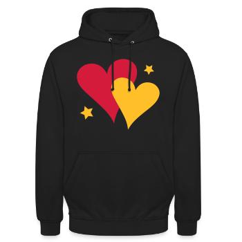 Zwei Herzen - Unisex Hoodie - Schwarz - Vorne - Alina (178cm) & Michal (187cm)