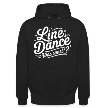 Line Dance Spruch Schriftzug - Unisex Hoodie - Schwarz - Vorne - Alina (178cm) & Michal (187cm)
