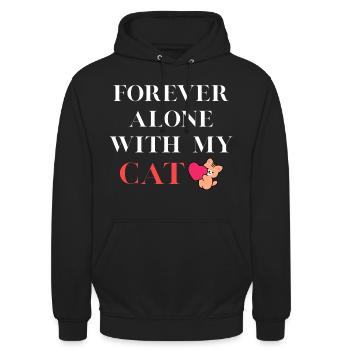 Toujours seul avec mon chat - Sweat-shirt à capuche unisexe - noir - Devant - Alina (178cm) & Michal (187cm)