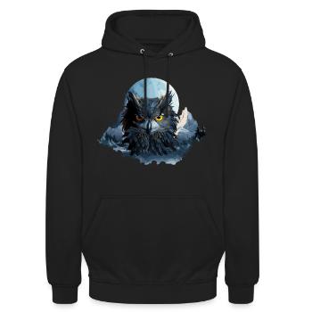 Owl Black Finished - Unisex Hoodie - black - Front - Alina (178cm) & Michal (187cm)