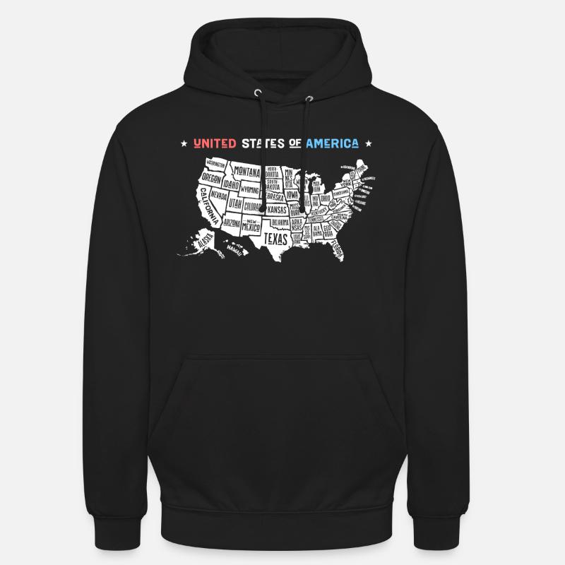 American Map Graphic Art - Sweat-shirt à capuche unisexe - noir