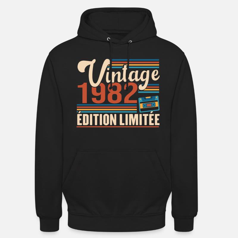 Vintage 1982 Edition Limitee - Sweat-shirt à capuche unisexe - noir