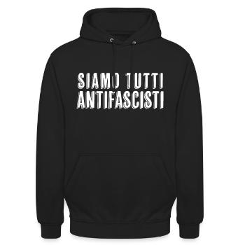 SIAMO TUTTI ANTIFASCHISTISCH! 🏴 - Unisex Hoodie - Schwarz - Vorne - Alina (178cm) & Michal (187cm)