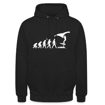 Evolution - Wing Surf - Foil Surfer - Foil Board - Unisex Hoodie - Schwarz - Vorne - Alina (178cm) & Michal (187cm)