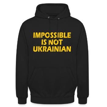 impossible is not ukrainian - ukraine - Sweat-shirt à capuche unisexe - noir - Devant - Alina (178cm) & Michal (187cm)
