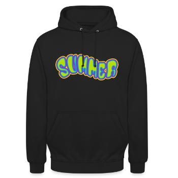 Été - soleil - vacances - bonne humeur - Sweat-shirt à capuche unisexe - noir - Devant - Alina (178cm) & Michal (187cm)