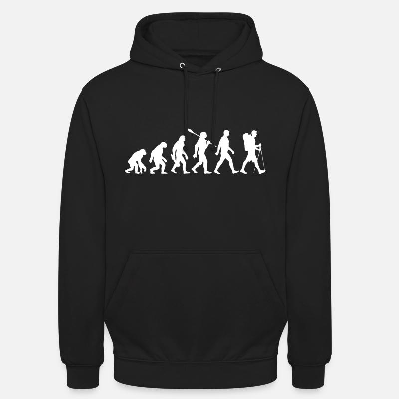 Evolution - Wandern - Wanderer - Trekking - Unisex Hoodie - Schwarz