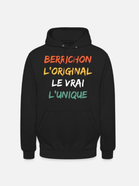 Berrichon - Sweat-shirt à capuche unisexe - noir