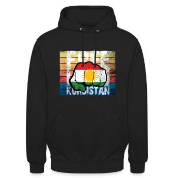 free Vintage Kurdistan - Unisex Hoodie - Schwarz - Vorne - Alina (178cm) & Michal (187cm)