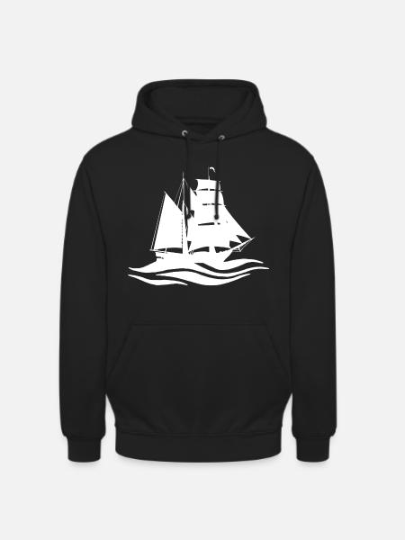 White boat and journey - Unisex Hoodie - black