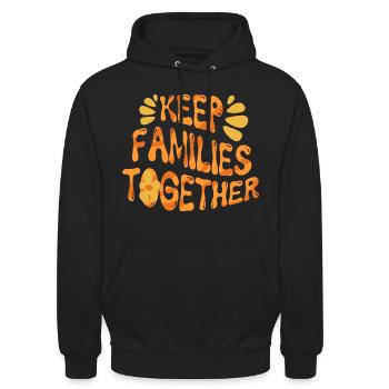 Humanité Égalité Garder les familles unies - Sweat-shirt à capuche unisexe - noir - Devant - Alina (178cm) & Michal (187cm)
