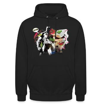 Batman Comic Composition Joker - Unisex Hoodie - Schwarz - Vorne - Alina (178cm) & Michal (187cm)