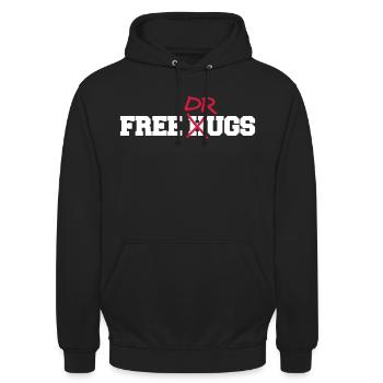 Free Hugs Drugs lustiger Party Drogen Fun Spruch - Unisex Hoodie - Schwarz - Vorne - Alina (178cm) & Michal (187cm)
