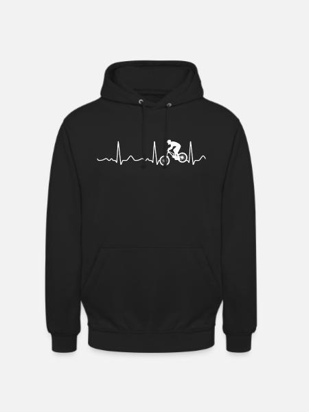 Descente de descente - Battements de cœur, Pouls, Ligne de cœur, ECG - Sweat-shirt à capuche unisexe - noir