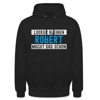 Robert macht das schon - Unisex Hoodie - Schwarz - Vorne - Alina (178cm) & Michal (187cm)