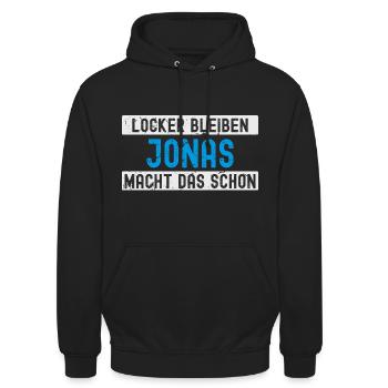 Jonas macht das schon - Unisex Hoodie - Schwarz - Vorne - Alina (178cm) & Michal (187cm)