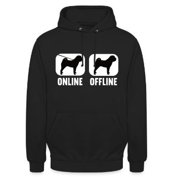 Online Offline Shar Pei Shar Pei Besitzer - Unisex Hoodie - Schwarz - Vorne - Alina (178cm) & Michal (187cm)