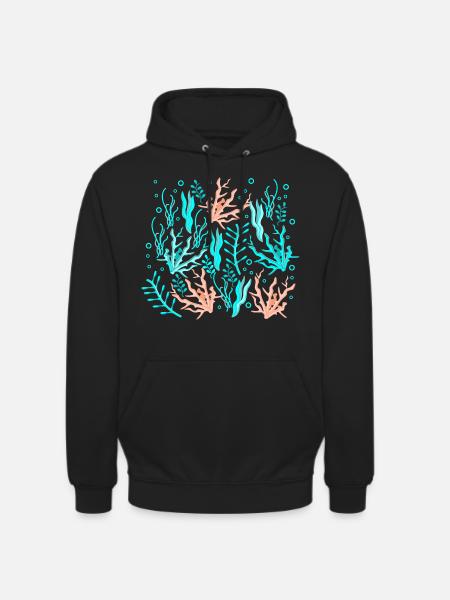 under water plant patterns - Unisex Hoodie - black